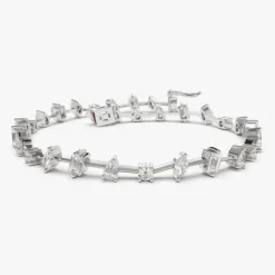 14k Gold Multi-Shape Slant Diamond Bracelet