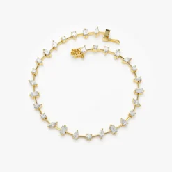 14k Gold Multi-Shape Slant Diamond Bracelet