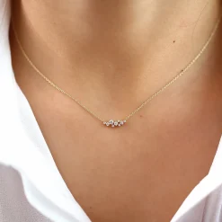 14K Gold Nine Diamond Cluster Necklace