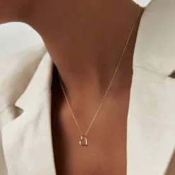 14k Gold Open Heart Shaped Charm Necklace