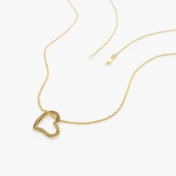 14k Gold Open Heart Shaped Charm Necklace