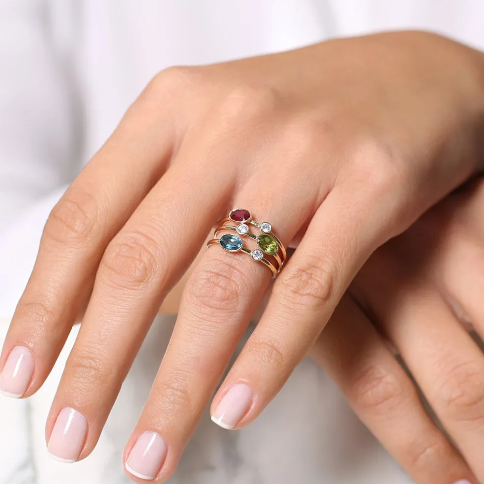 14k Gold Oval London Blue Topaz and Diamond Ring