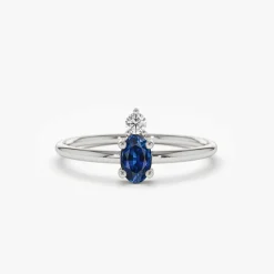 14K Gold Oval Sapphire and Diamond Ring