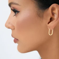 14k Gold Paperclip Hoop Earrings