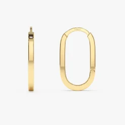 14k Gold Paperclip Hoop Earrings