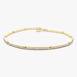 14k Gold Pave Stackable Diamond Bar Bracelet