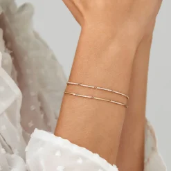 14k Gold Pave Stackable Diamond Bar Bracelet