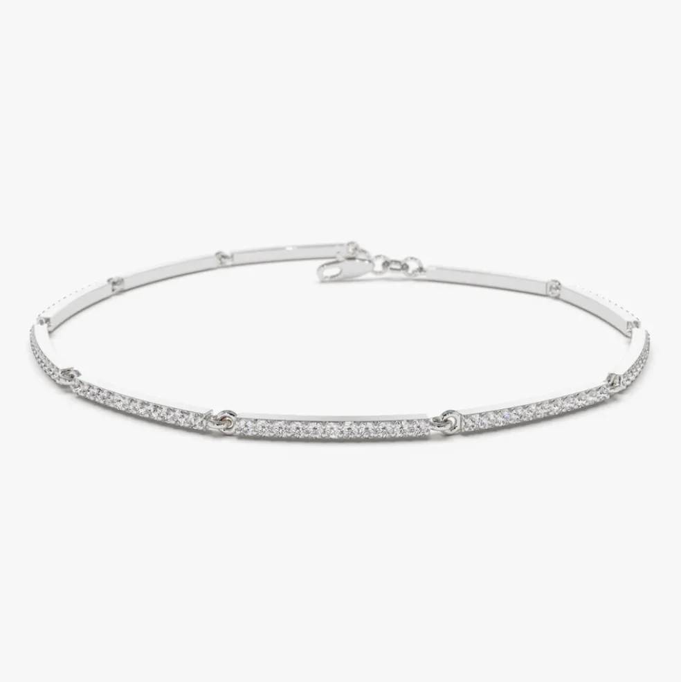 14k Gold Pave Stackable Diamond Bar Bracelet
