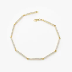 14k Gold Pave Stackable Diamond Bar Bracelet