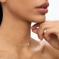 14K Gold Pear Shape Diamond Solitaire Necklace
