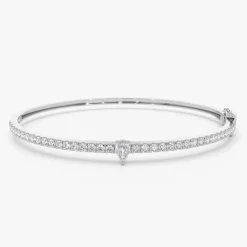 14k Gold Pear Shaped and Round Diamond Bangle