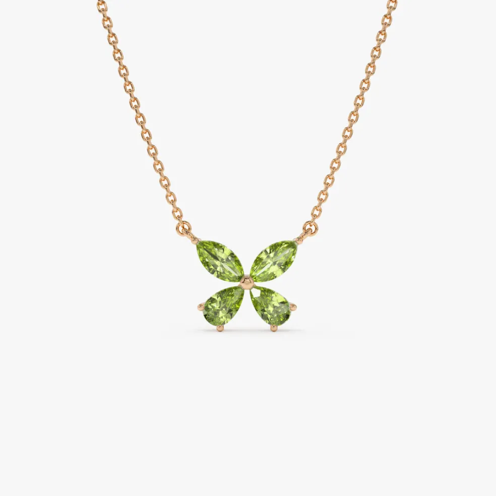 14K Gold Peridot Butterfly Necklace