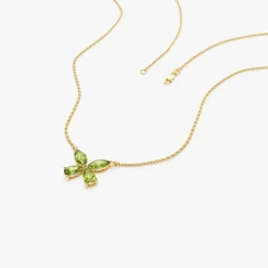 14K Gold Peridot Butterfly Necklace