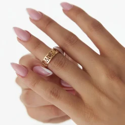 14K Gold Personalized Roman Numeral Ring