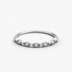 14k Gold Petite Art Deco Wedding Band