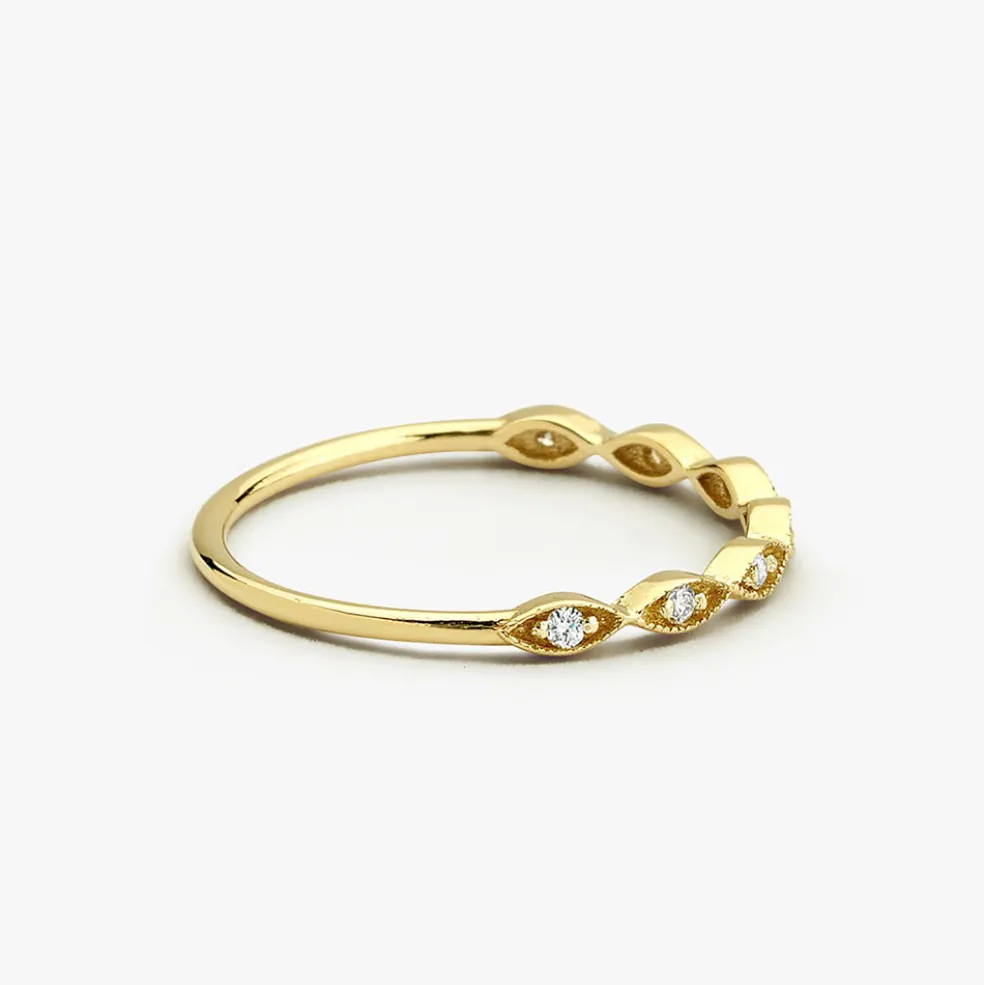 14k Gold Petite Art Deco Wedding Band
