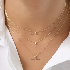 14K Gold Prong Setting Diamond Solitaire Necklace
