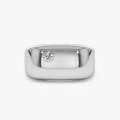 14K Gold Rectangular Diamond Signet Ring
