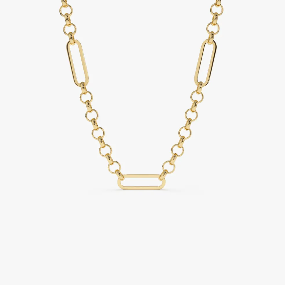 14K Gold Rolo Paperclip Chain Necklace