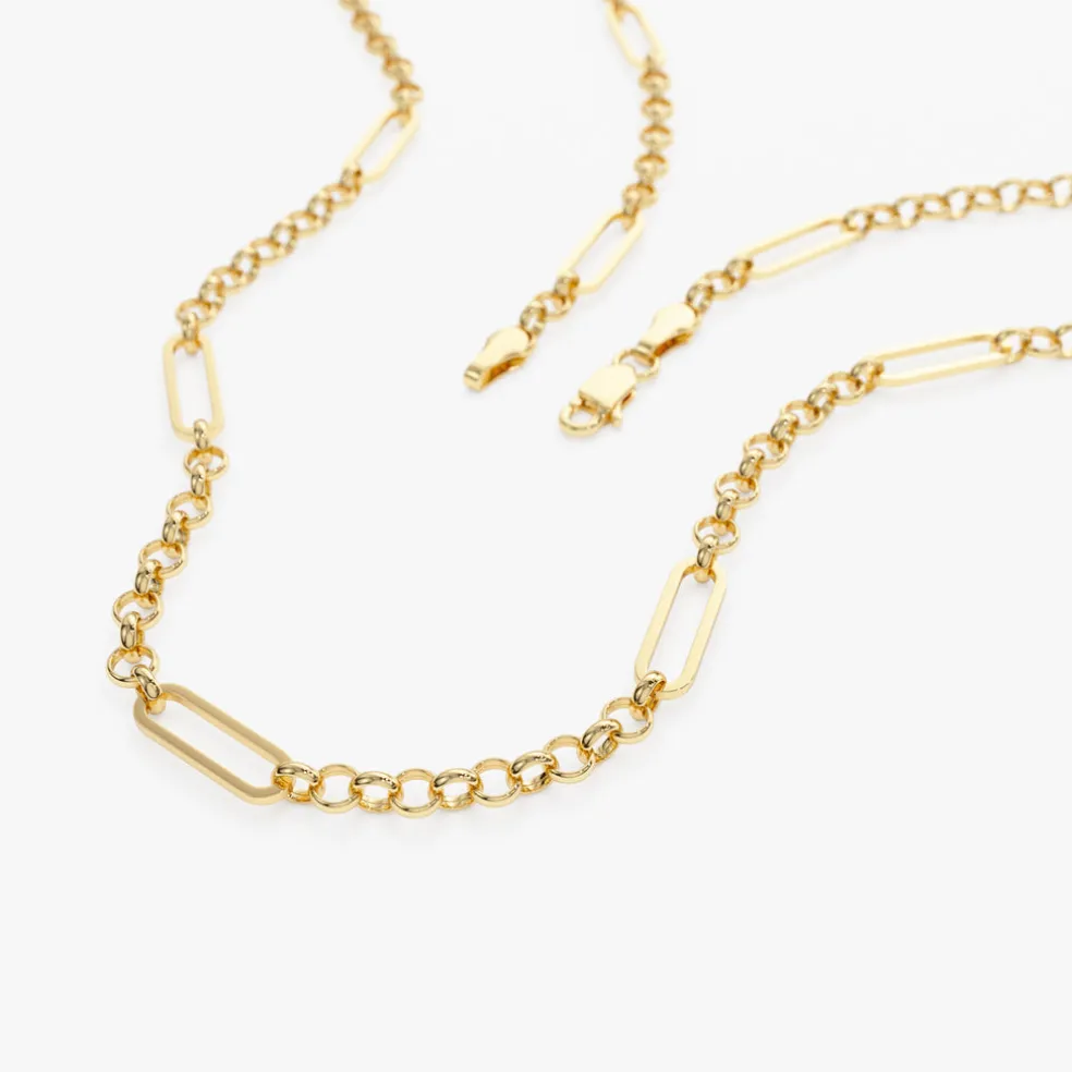 14K Gold Rolo Paperclip Chain Necklace