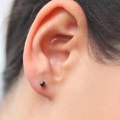 14K Gold Rose Cut Black Diamond Earrings