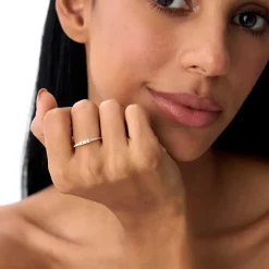 14K Gold Round & Baguette Diamond Accent Ring