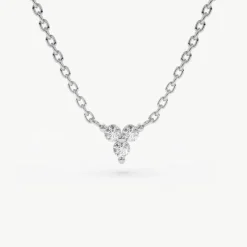 14K Gold Round Cut Diamond Trio Necklace