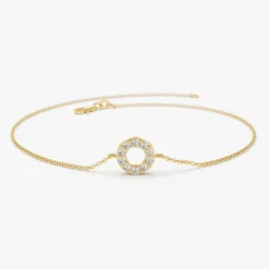 14K Gold Round Pave Diamond Bracelet