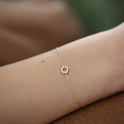 14K Gold Round Pave Diamond Bracelet