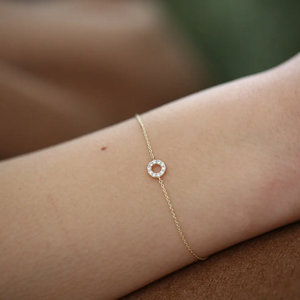 14K Gold Round Pave Diamond Bracelet