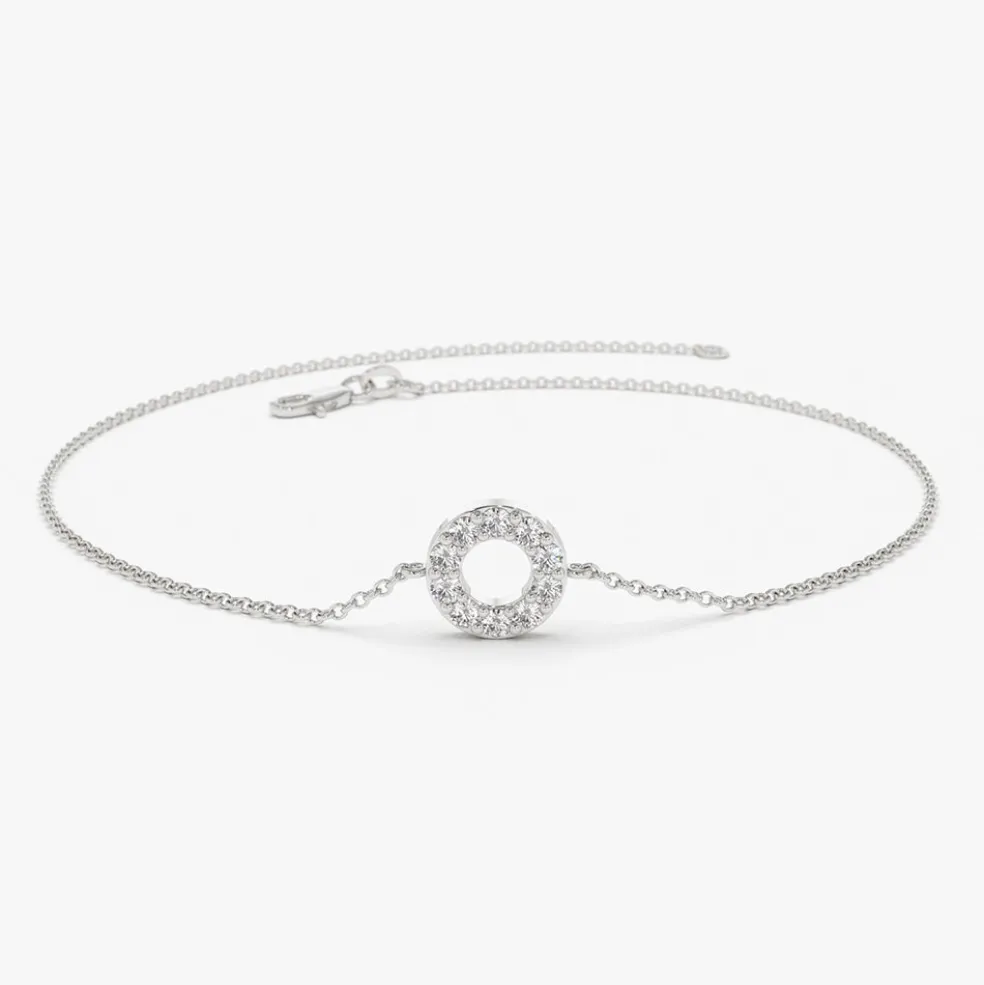 14K Gold Round Pave Diamond Bracelet