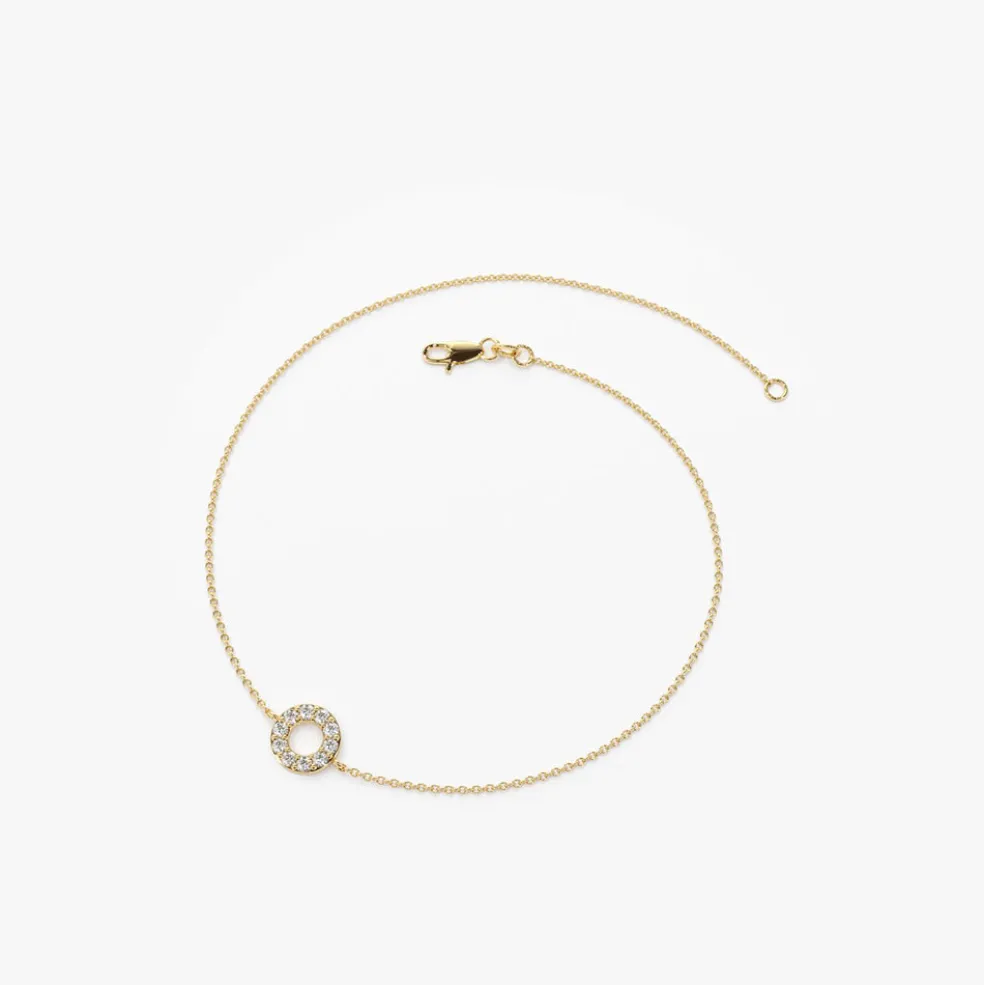 14K Gold Round Pave Diamond Bracelet