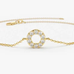 14K Gold Round Pave Diamond Bracelet