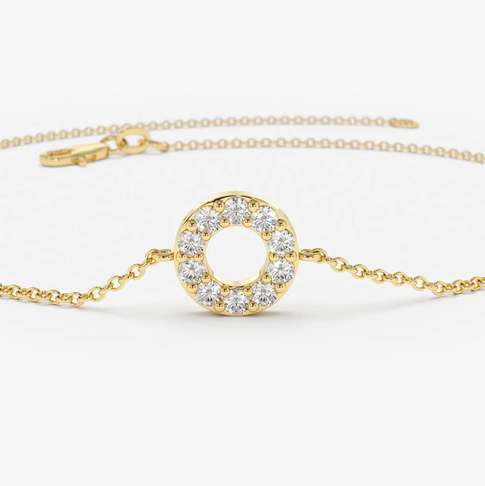 14K Gold Round Pave Diamond Bracelet