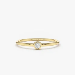 14K Gold Round Solitaire Diamond Ring