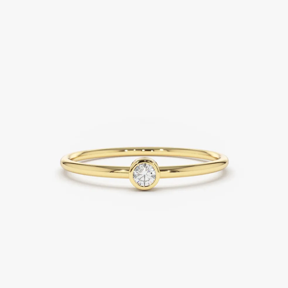 14K Gold Round Solitaire Diamond Ring