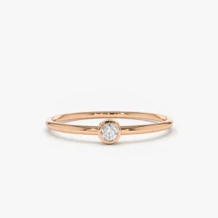 14K Gold Round Solitaire Diamond Ring