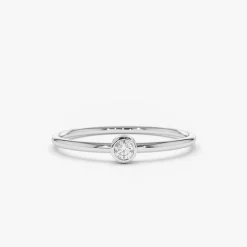 14K Gold Round Solitaire Diamond Ring