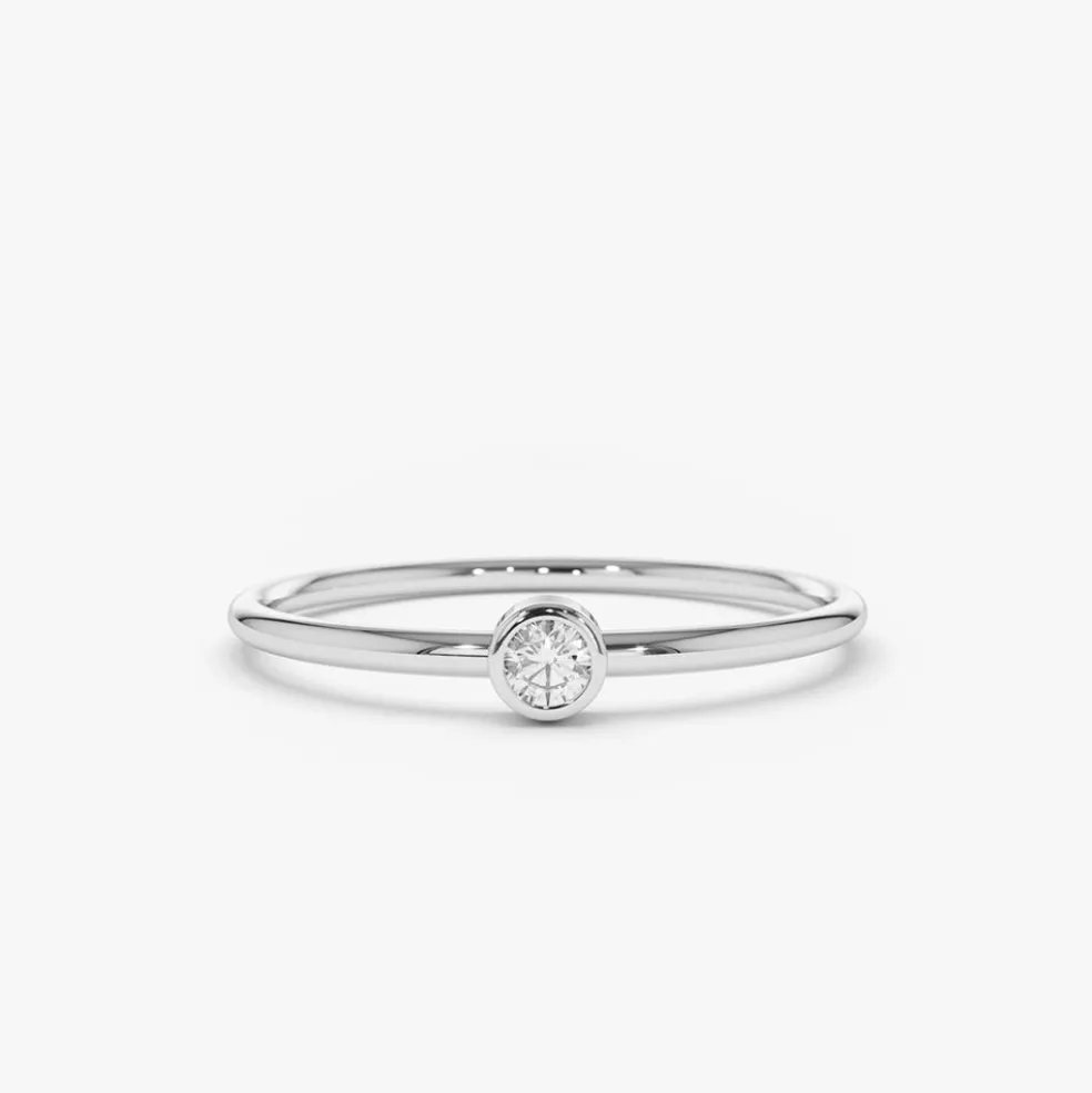 14K Gold Round Solitaire Diamond Ring