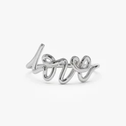 14K Gold Script Love Ring