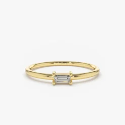14K Gold Single Baguette Diamond Ring