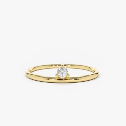 14K Gold Single Floating Diamond Ring