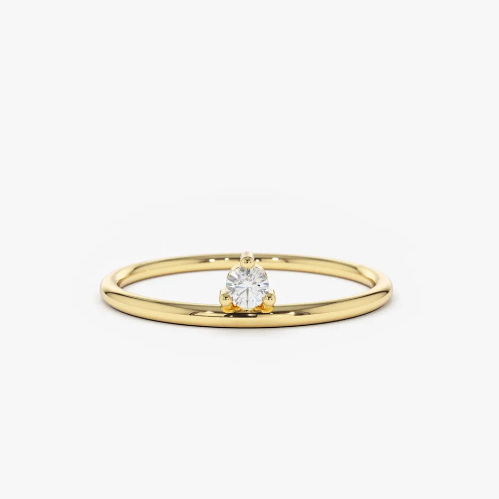 14K Gold Single Floating Diamond Ring