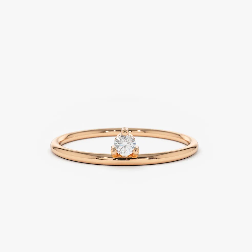 14K Gold Single Floating Diamond Ring