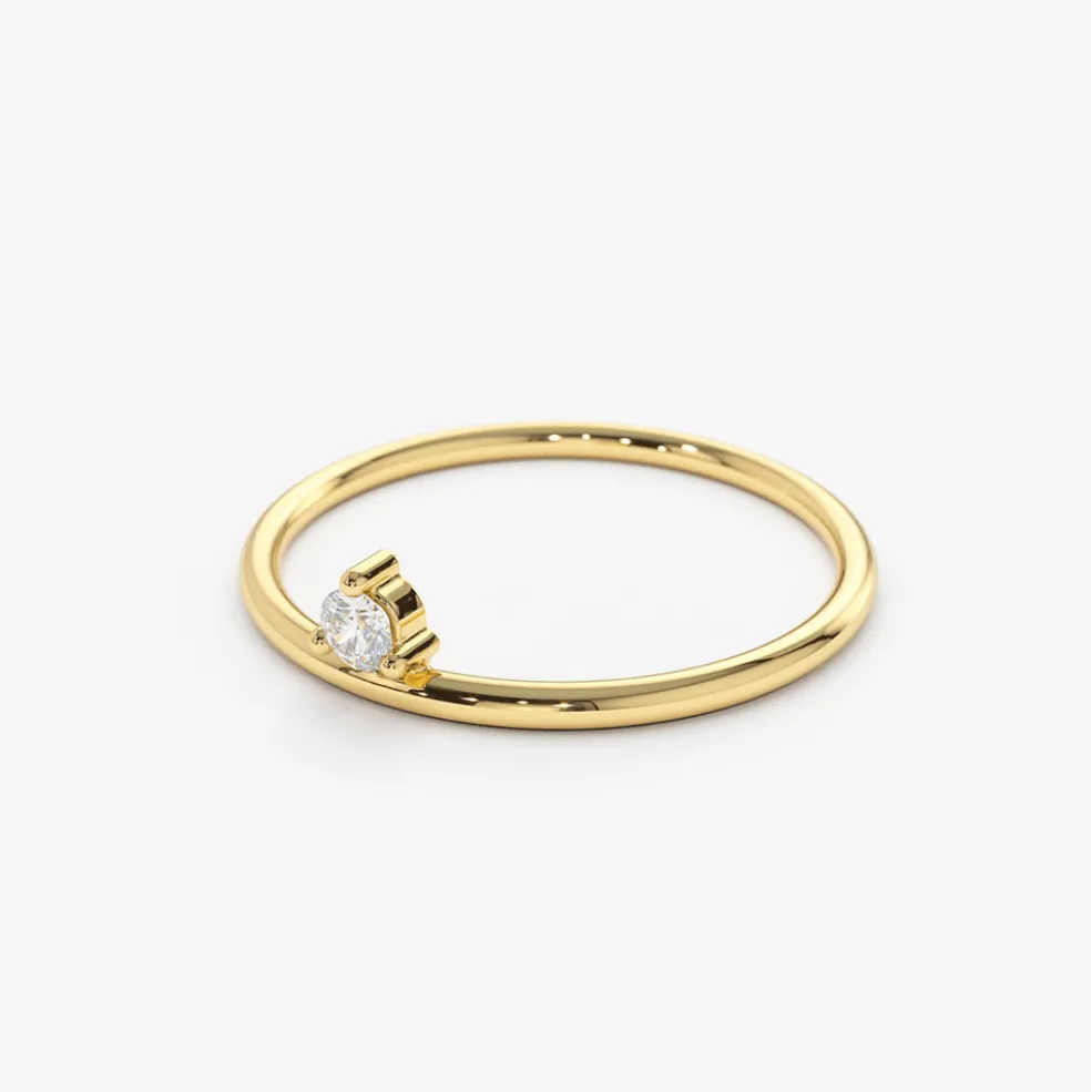 14K Gold Single Floating Diamond Ring
