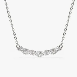 14K Gold Slanted Marquise and Round Diamond Necklace