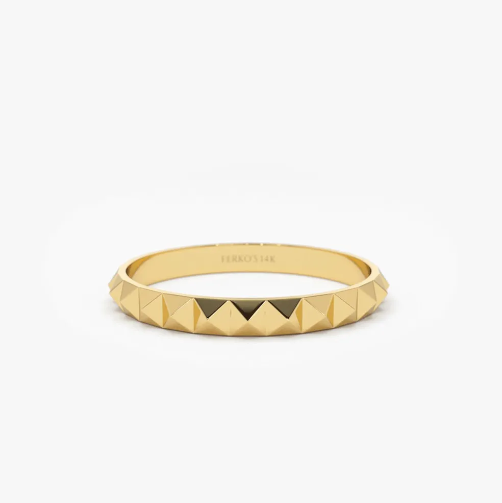 14K Gold Spike Pyramid Eternity Ring