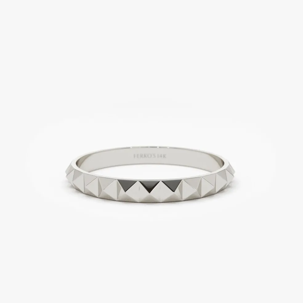 14K Gold Spike Pyramid Eternity Ring