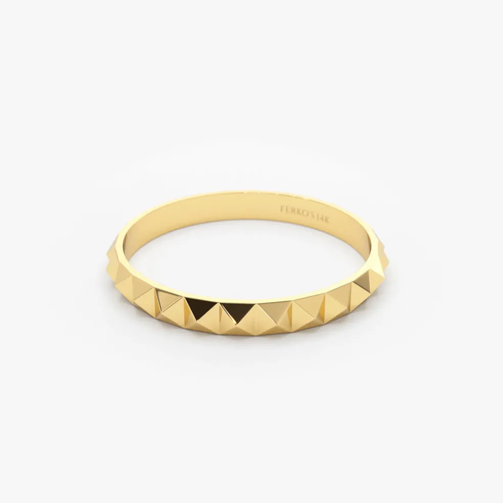 14K Gold Spike Pyramid Eternity Ring