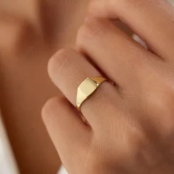 14k Gold Square Signet Ring